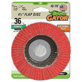 Gator 9180 Abrasive Flap Disc, 36 Grit, Extra-Coarse, Zirconium Oxide Abrasive, Fiberglass Backing, 7/8 in
